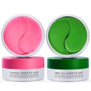 Under Eye Patches for Puffiness Kit: 120 Pcs Green Tea &amp Caffeine Eye Mask for Dark Circles and Anti-Aging - Day &amp Night Skin Eye Pads with Niacinamide Collagen Hyaluronic Acid &amp Vitamin