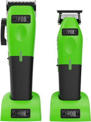 TPOB Play Barber Hair Clippers for Men 7500 RPM with Rubber Grips (Green 2 Set)