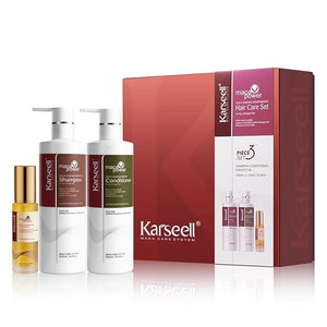 Karseell Collagen Hair Treatment Hair Care Set Hair Oil Shampoo and Conditioner for Dry Damaged Hair All Hair Types 2 x 16.9fl.oz + 1.69fl.oz