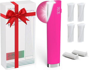 PELCAS Electric Dermaplaning Tool Kit with LED Light Mini Face Dermaplaning Razor with 6 Replace Blades Painless 3 Speeds Facial Peach Fuzz Exfoliation &amp Hair Removal System for Women BV18-712