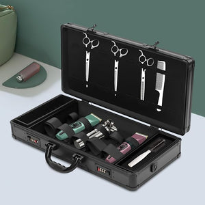 Professional Barber Case, Barber Carrying Case Portable Travel Stylist Tool Box with Lock and Shoulder Strap, Professional Salon Hair Cutting Grooming Kit Storage Organizer for Barber Supplies