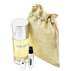 Bundle- Escape Cologne for Men 3.3 oz Eau de Toilette with Bag &amp; 5 ml Refillable Atomiser