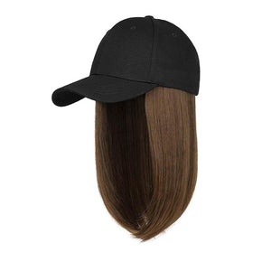 Women's Baseball Cap with Detachable Duckbill Hair - Fisherman's Cap Wig with Sun Visor and Straight Hair