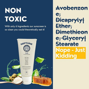Neptune Non-Toxic Sunscreen - Grass Fed Beef Tallow Zinc Oxide Mineral Based Sunscreen with Propolis for Skin Healing and Moisturization