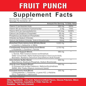 5% Nutrition Rich Piana AllDayYouMay Caffeinated BCAA Powder Premium Intra &amp Post Workout Amino Acids Hydration Endurance Muscle Recovery Joint &amp Liver Support | 16.93 oz 30 Servings Frui