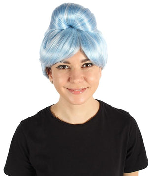 Women's Premium Bun Wig - Adjustable Capless Hair extensions with Realistic Synthetic Fibers - Multi-Color Elegant Bun Hairpiece for Halloween Cosplay and Everyday Wear Ice Blue Blend