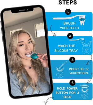 Teeth Whitening Light (Comes Without gels) with 16 LED Lights with case &amp Shade Guide Wireless 30 Minutes auto Countdown Mouth Tray Teeth Whitening Accelerator Light Device USB-C Charging