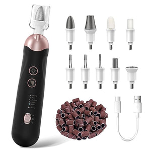 Professional Manicure Pedicure Kit Cordless Electric Nail File Set Rechargeable Pedicure Tools for feet 5 Speeds Hand Foot Care Nail Drill for Thick Nail Toenail Cuticle Women Men Baby Pets