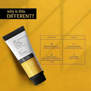 De-construction Lightweight Gel Sunscreen with SPF 55+ PA+++, Broad Spectrum Protection, 50g