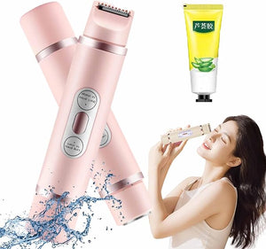 2 in 1 Electric Lady Shaver, 2 in 1 Electric Shaver for Women, Dual Head Trimmer, Mini Wet and Dry Women Hair Remover (Red)