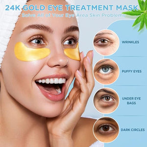 arshege 120 PCS 24K Gold Eye Patches for Puffy Eyes - Anti-Aging Collagen Hyaluronic Acid Under Eye Masks for Dark Circles Puffiness and Wrinkles - Hydrating Skin Care