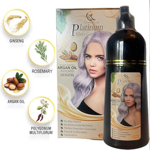 Hair Color Shampoo ? Argan Oil Avocado &amp Keratin | No Ammonia | Perfect Grey Coverage | Hair Moisturizing &amp Nourishment | Easy At-Home Application (Platinum Silver Gray)