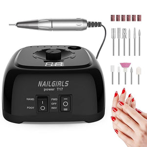 NAILGIRLS Nail Drill35000RPM Professional Nail Drill Machine with Speed DisplayElectric Nail File Set for Acrylic Nails Gel Nails Polishing Shaping (Black)