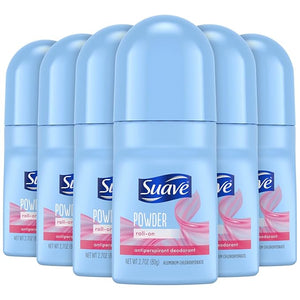 Suave Roll-On Deodorant for Women Powder Fresh Scent 6-Pack ? Antiperspirant Deodorant with 24H Sweat &amp Odor Protection 2.7 Oz Ea