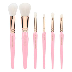 Bdellium Tools Pink Golden Triangle Luminescent Makeup Brush Set - Premium Tool with Soft Synthetic Bristles and Rose Gold Brass Ferrule for Multipurpose (Pink 6 pcs)