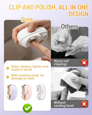 3 in 1 Automatic Electric Nail Clipper, 2025 New Electric Toe Nail Clippers with Polishing for Seniors Adults Baby, Automatic Electric Nail Clippers Nail File with LED Light &amp; Storage Box (White)