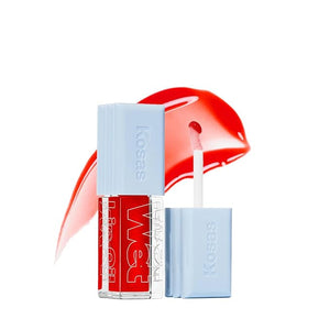 Kosas Wet Lip Oil Gloss ? Plumping Peptide Lip Treatment Gloss in Sheer Cherry Red, Hydrating with Hyaluronic Acid, Peptides &amp; Plant Oils, Non-Sticky, Vegan, Clean Beauty Lip Gloss (Slushy) 0.15 o
