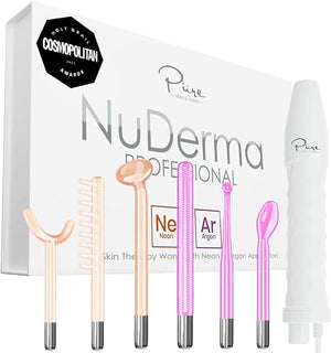 NuDerma Professional Skin Therapy Wand - Portable Skin Therapy Machine with 6 Neon &amp Argon Wands ? Boost Your Skin ? Clear Firm &amp Tighten