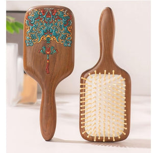 Retro Women Hair Combs Massage Hairbrush Air Cushion Hair Combs Wood Scalp Massagers Hair Care Styling Tools Hair Brushes