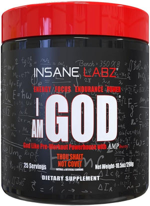 Insane Labz I am God Pre Workout, High Stim Pre Workout Powder Loaded with Creatine and DMAE Bitartrate Fueled by AMPiberry, Energy Focus Endurance Muscle Growth,25 Srvgs,Thou Shalt Not Covet Orange