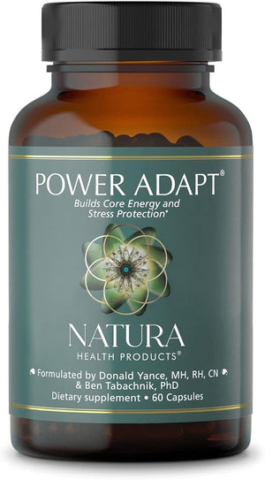 Natura Health Products Power Adapt Supplement - Deep Adrenal and Endocrine Support - Featuring Ashwagandha Ginseng Rhodiola Rosea Root Ext. and Cordyceps (60 Capsules)