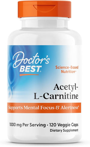 Doctors Best Acetyl-L-Carnitine Supports Mental Focus &amp Alertness Non-GMO Gluten Free Soy Free Vegan 120 Veggie Caps