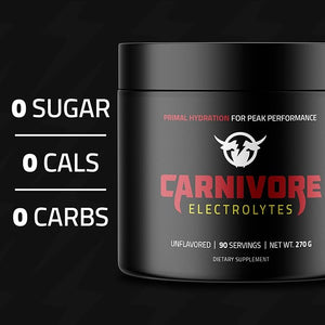 Premium Hydration Powder for Carnivore Diet - Balanced Electrolyte Support Zero Carb Keto Friendly - Supplement for Optimal Energy &amp Recovery - 90 Servings (Unflavored)