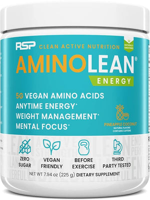 RSP Vegan AminoLean ? All-in-One Natural Pre Workout Amino Energy Weight Management with BCAAs Complete Vegan Preworkout Powder Pineapple Coconut
