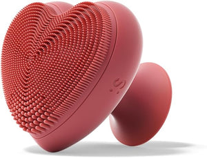Heart Face Clean Pro? Electric Facial Cleansing Brush - Silicone Facial Scrubber for Acne - IPX7 Waterproof, Rechargeable Exfoliator with Slip-Free Grip &amp; 3 Speed Settings - Phthalate-Free - Cherr