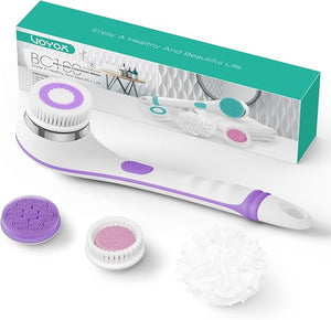 VOYOR Electric Body Brush Back Scrubber for Shower Rechargeable Exfoliating Bath Brush Powered Shower Brush with Non-Slip Long Handle Deep Cleansing Exfoliation Massaging Spin Brush BC100 (Purple)