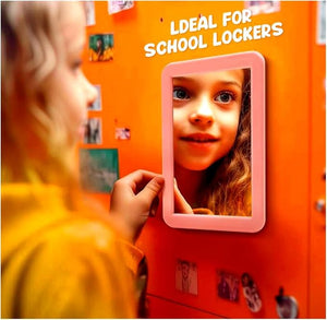 10 Pack Pink Magnetic Locker Mirror,5" x 7" Iocker Mirror Magnetic - Small Mirrors for School Locker, Bathroom, Workshop Toolbox, Office Cabinet,Easy Install