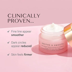 MZ SKIN Soothe &amp Smooth Hyaluronic Brightening Eye Complex 0.47 fl oz | Luxury Anti-Aging Eye Cream with Hyaluronic Acid Tri-Peptides &amp Albizia Bark | Dark Circles Fine Lines &amp Puffiness