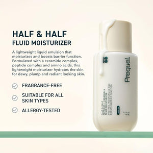 Prequel Skin Half and Half Fluid Moisturizer Face Cream. Lightweight Ceramide Peptide Lotion for All Skin Types including Dry and Sensitive. Hydrating Facial Cream for Women and Men