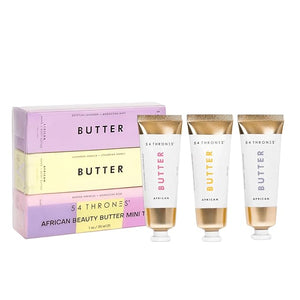 54 Thrones African Beauty Butter Mini Trio Set Egyptian Lavender + Moroccan Mint Ugandan Vanilla + Ethiopian Honey Kenyan Hibiscus + Moroccan Rose Dry Skin Support Moisturizing Body Butter