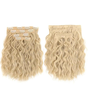 Short Curly Synthetic 4-piece Set Of Water Ripple Hair Extension Wig Clip In Woman's Clip Hair Accessories Hairpiece(15)