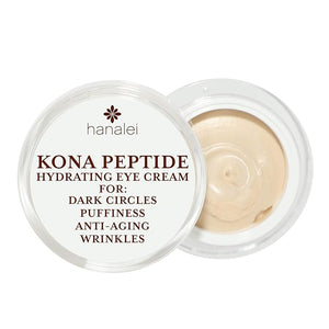 Hanalei Kona Peptide Eye Cream with Caffeine ? Reduces Wrinkles Puffiness Dark Circles Hydrating Smoothing Revitalizing Formula with Hawaiian Botanicals and Peptides ? Cruelty-Free Vegan 0.5 oz