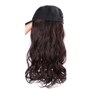 Women Baseball Cap Wig Long Curly and Wavy Wig Sunshade Baseball Cap Integrated Wig Cap Women's Wig Cap