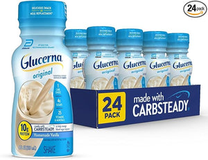 Glucerna Original Diabetes Care Shake Homemade Vanilla Diabetic Meal Replacement to Support Blood Sugar Management 10g Protein 180 Calories Ready to Drink 8-fl-oz Bottle 24 Pack