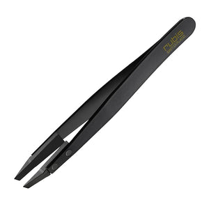 Rubis Classic Techno Stainless Steel Tweezers for Precise Eyebrows and Hair Removal Slanted Polymer Tips 1KS104 BlackRubis Switzerland Swiss Made World Renowned Precision
