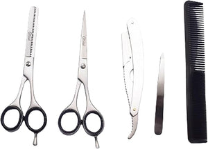Professional Hair Cutting Scissors Set Stainless Steel Barber Hairdressing Scissor Thining Scissor Shaving Razor Hair Comb Twizer Forcep Shears Tools for Men,Women &amp; Kids