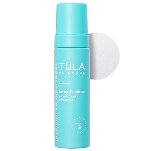 TULA Skin Care Keep It Clear - Acne Foam Cleanser Contains Salicylic &amp Azelaic Acid &amp Probiotics Clears &amp Soothes Acne Brightens Past Blemish Marks 6.3 fl oz.