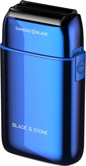 Blade &amp Stone PS501 Foil Shaver for Men ? Dual Foil Cordless Shaver with Graphene-X Blades and 8000 RPM Digital Motor ? All-Metal Rechargeable Wet and Dry Razor ? Big Blue