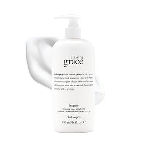 philosophy amazing grace firming body emulsion - luxury scented body lotion - formulated with shea butter for fast absorbing hydration - skin feels soft and smooth - suitable for all skin types