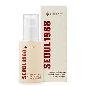 K-SECRET SEOUL 1988 Retinal Serum: Retinol Serum for Face Anti Aging Wrinkle Care - 2% Retinal Liposome Black Ginseng Niacinamide Bakuchiol Vitamin C &amp 3 Peptides - Korean Skincare Fragrance Free
