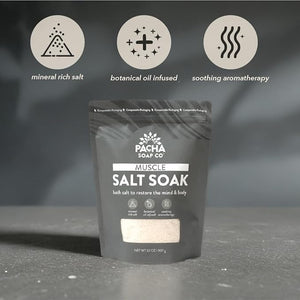 Pacha Soap Co. Muscle Salt Bath Soak - Epsom Salt with Arnica Calendula and Peppermint Handcrafted Bath Salts Made in The USA for Muscle Relief Recovery &amp Relaxation 2-Pack (64 oz. Total)