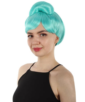Women's Premium Bun Wig - Adjustable Capless Hair extensions with Realistic Synthetic Fibers - Multi-Color Elegant Bun Hairpiece for Halloween Cosplay, and Everyday Wear, Light Blue