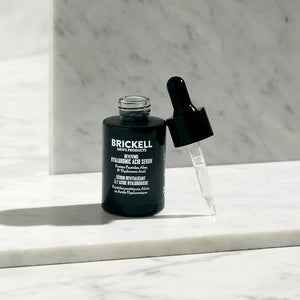 Brickell Men's Anti Aging Hyaluronic Acid Serum for Face Reviving Day Serum for Men Natural and Organic with Protein Peptides to Restore Firmness and Collagen 1 Ounce Scented