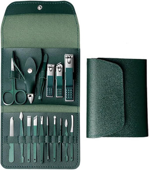 Manicure Cutters Nail Clipper Set Portable Stainless Steel Ear Spoon Nail Clippers Pedicure Nail Scissors ToosGreen SET03