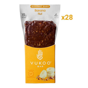 Vukoo Refrigerated Protein Bars ? Banana Nut Flavor ? 28 Pack ? 19g of Protein ? Healthy Organic Oats ? Nutritional High Protein Snacks ? Low Sugar ? High Fiber ? Gluten Free