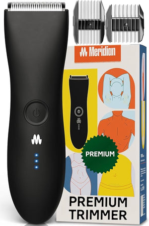 MERIDIAN The Trimmer Premium - Body Hair Trimmer &amp Electric Shaver for Men and Women for Pubic Hair Chest Legs &amp Bikini Line Waterproof &amp Rechargeable Onyx